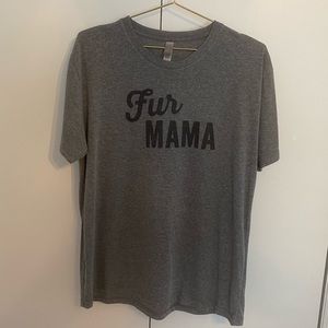 Fur Mama Graphic Tee Dark Heather Gray size L
